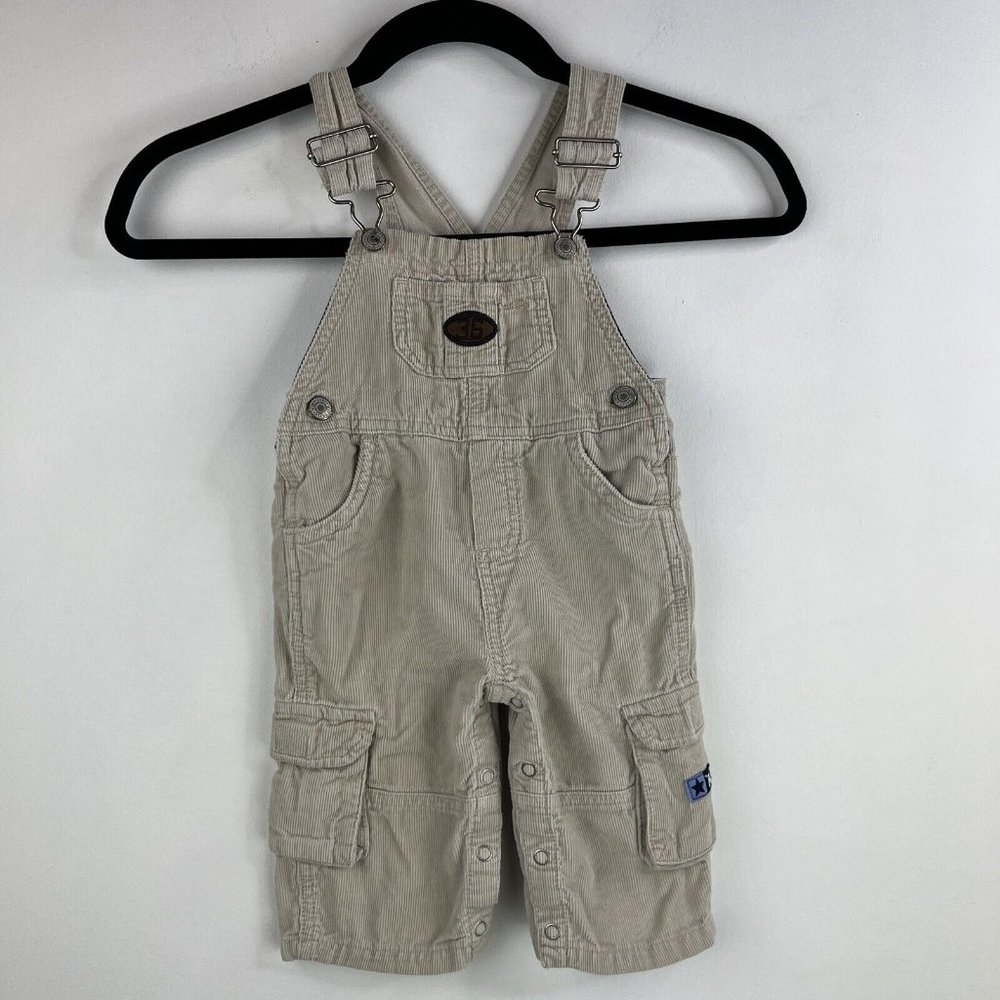 Carters Boys Baby Size 9 Months Beige Corduroy Overall Pants Buttons Pockets